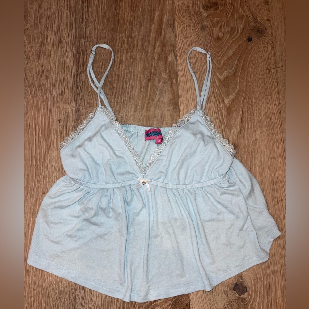 brand new edikted baby doll light blue tank top xs